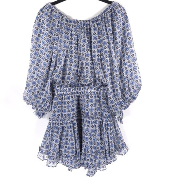 NWT MISA Los Angeles Zonia Off Shoulder‎ Chiffon Mini Dress Ruffle Pleated SMALL - Picture 7 of 15